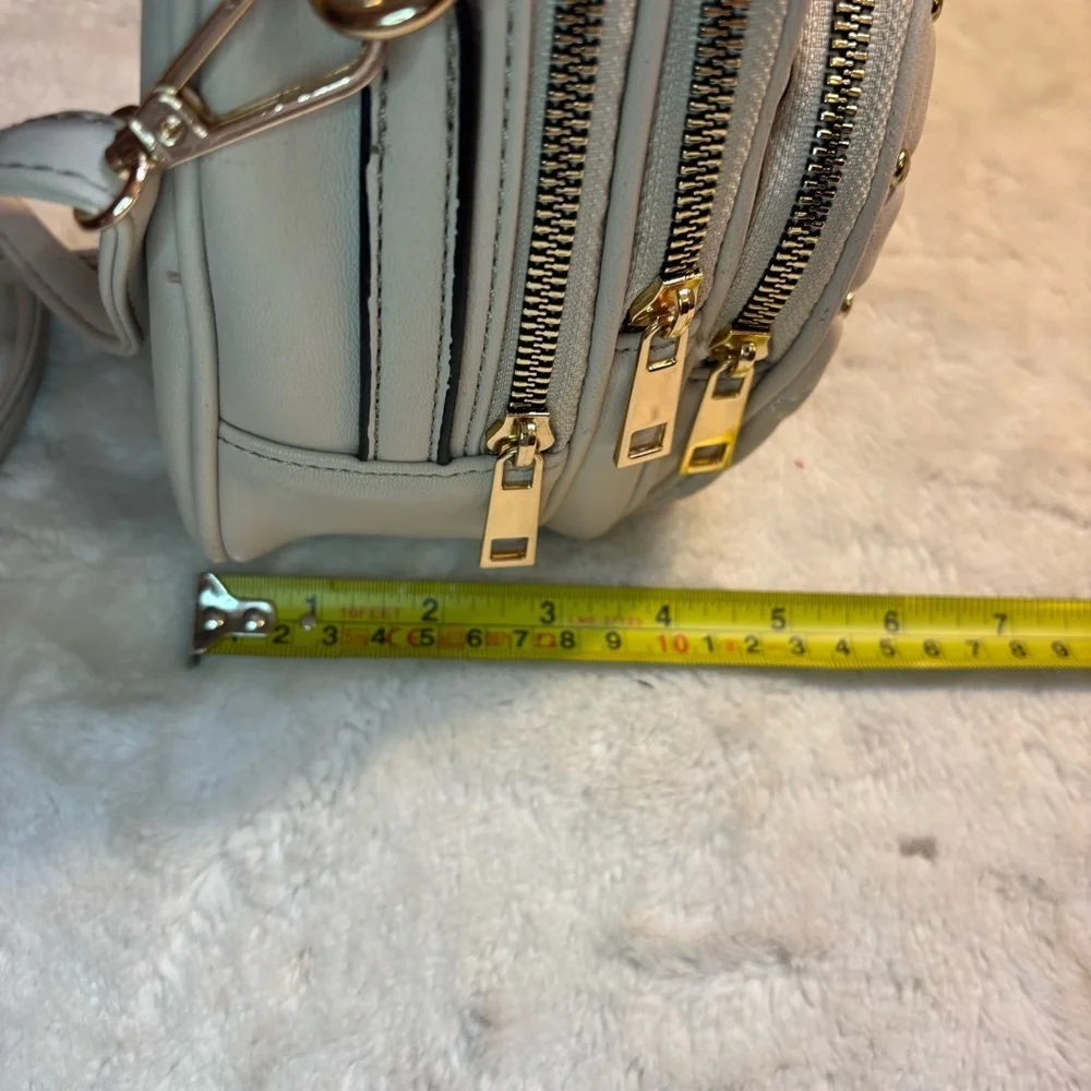 NEW Crossbody Bag Cream Taupe Quilted Gold-Tone Hardware Embellishments Backpack